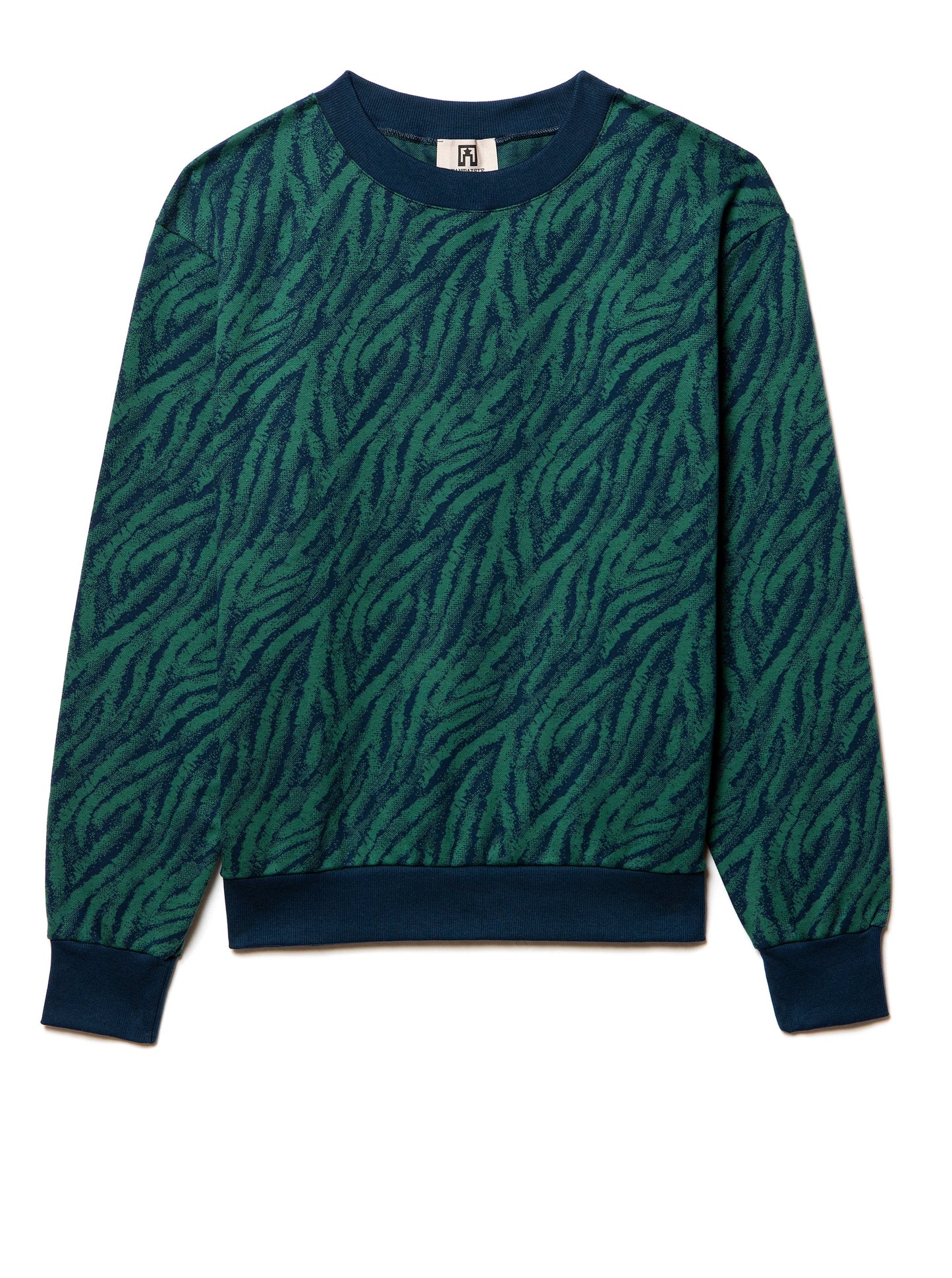 light cotton pullover in zebra abstract jacquard motiv