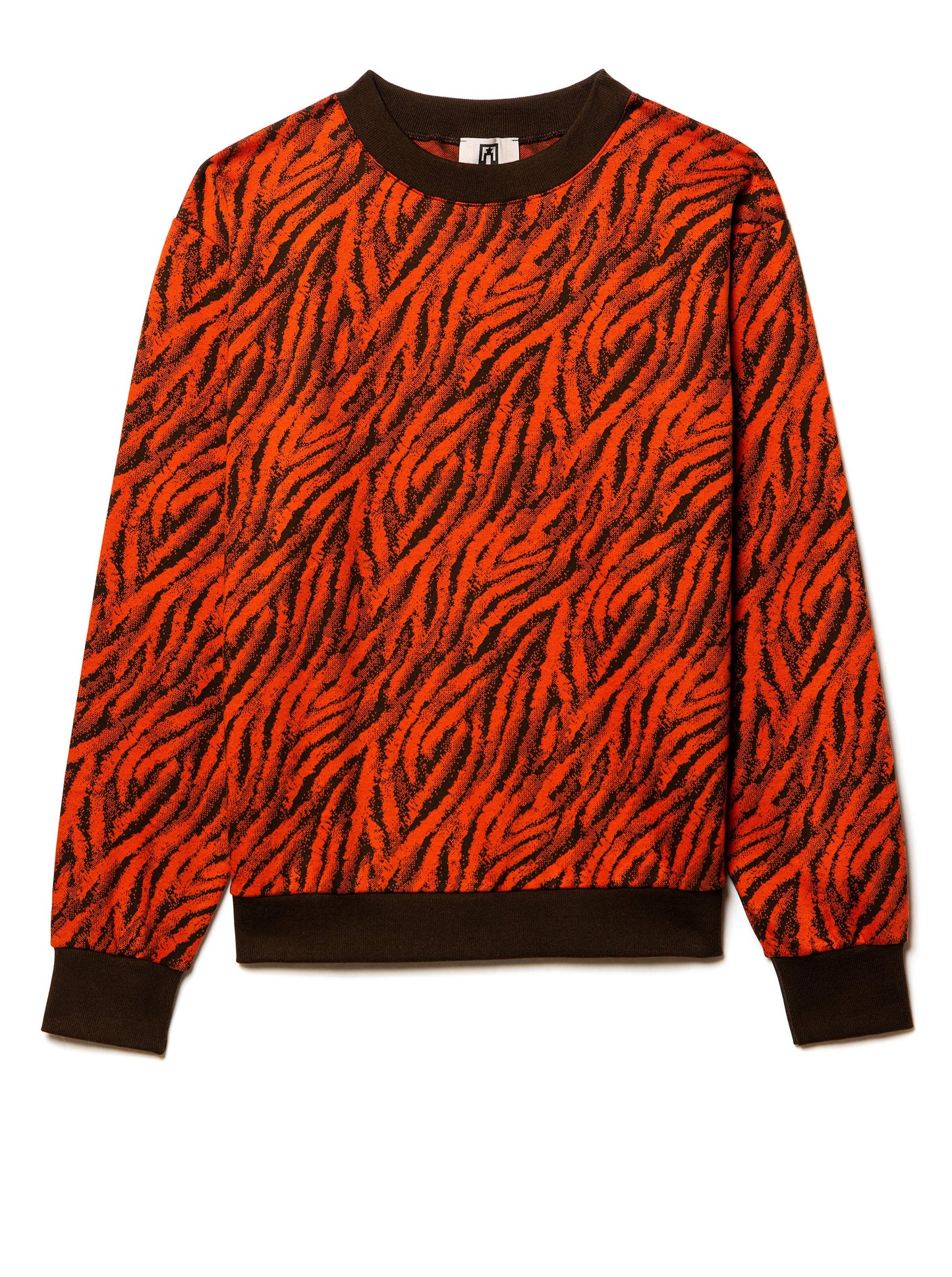 light cotton pullover in zebra abstract jacquard motiv