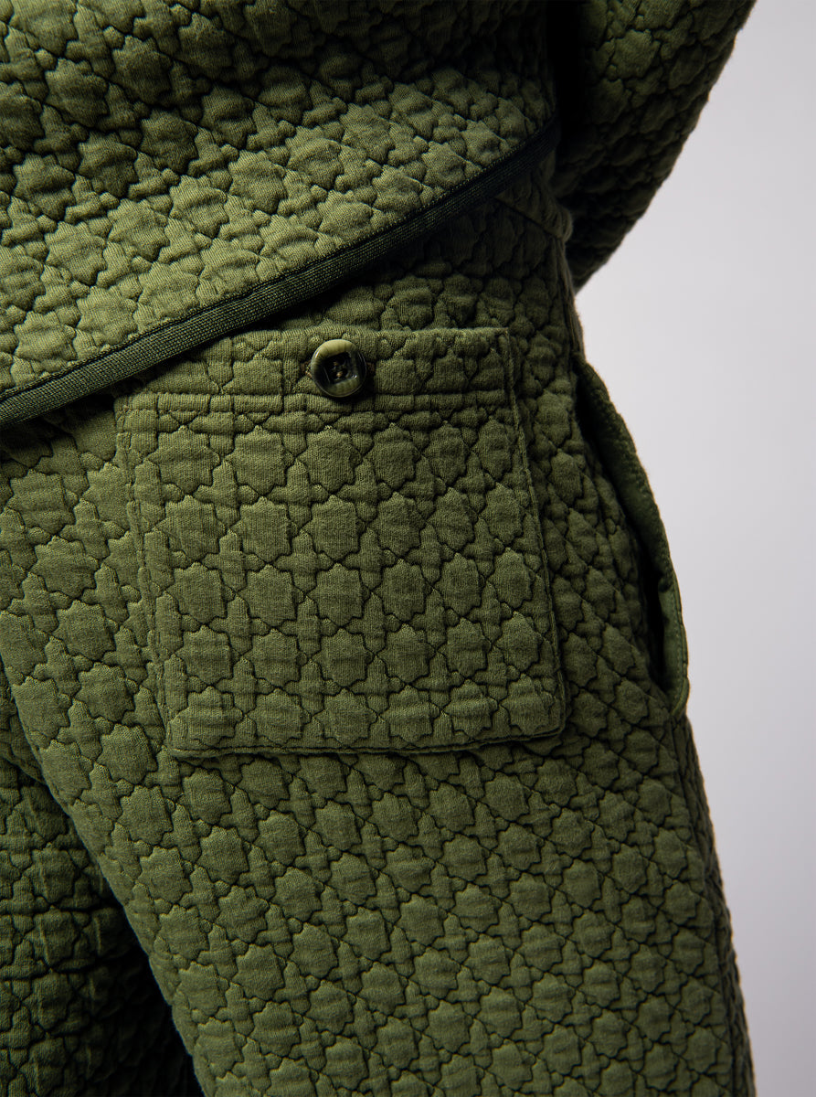 green quilted cotton bermuda