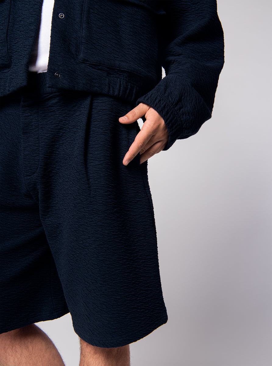 cotton navy oversized bermuda