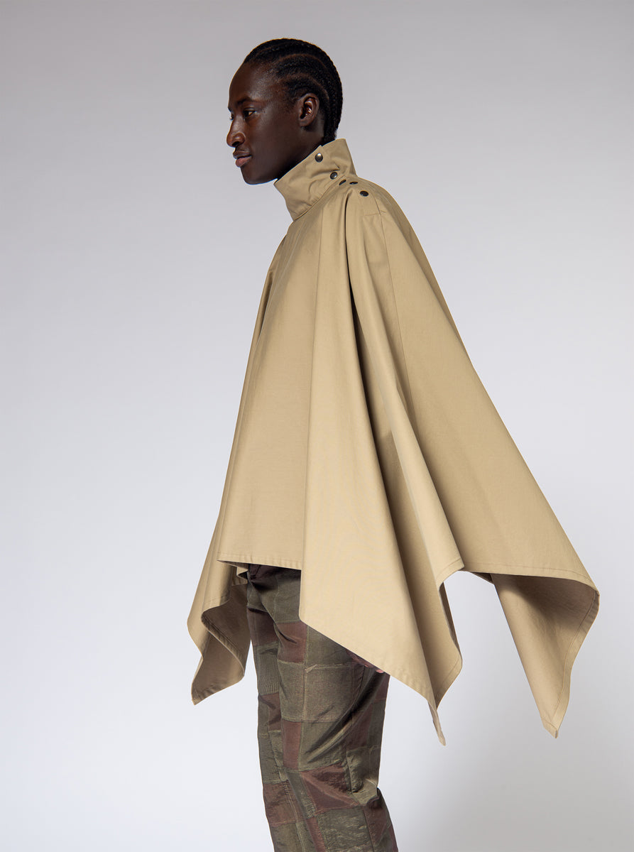 beige cotton gabardine waterproof cape
