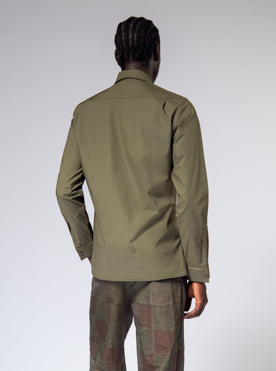 cotton olive green cotton stretch shirt