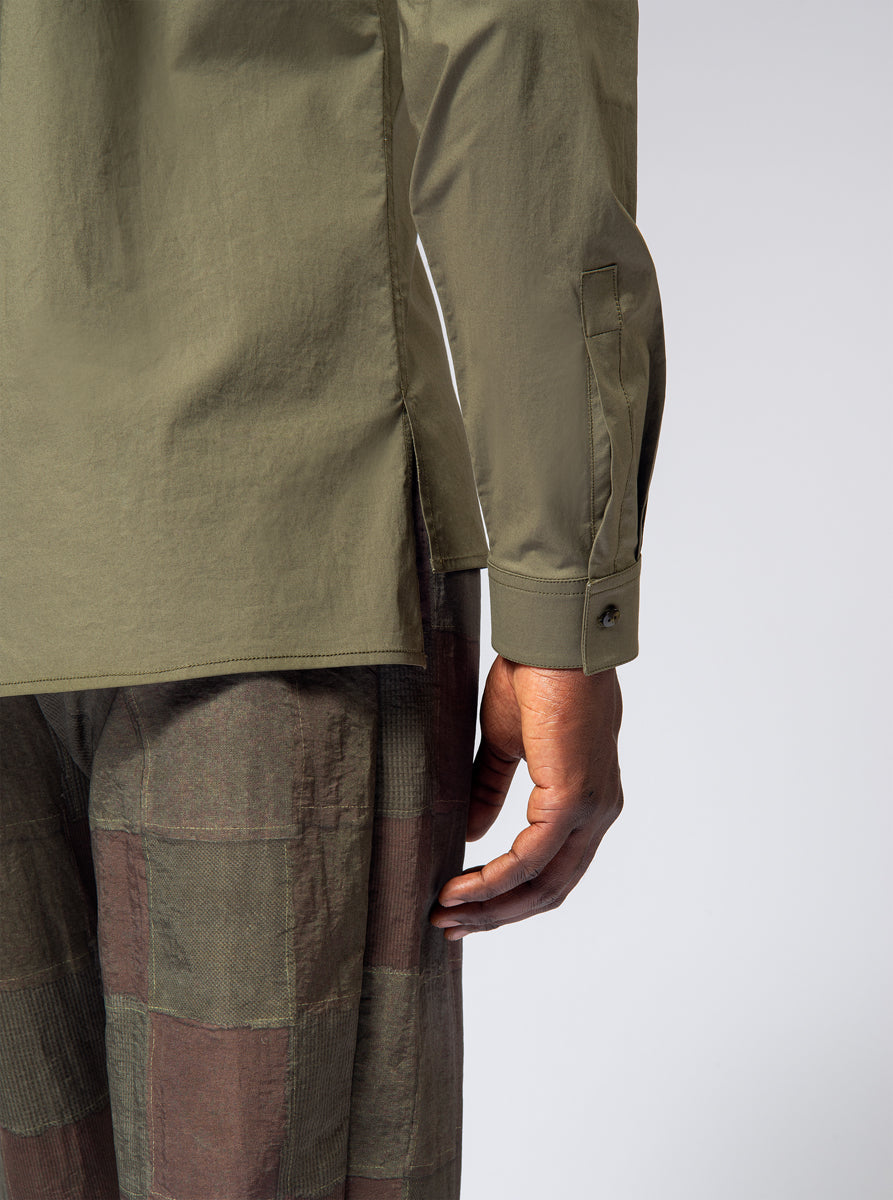 cotton olive green cotton stretch shirt
