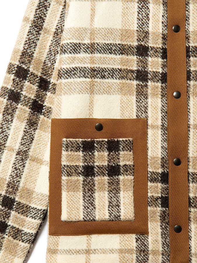overshirt in camel brown glenn check wool
