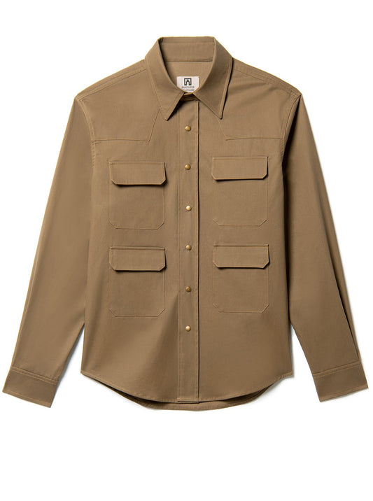 pure waterproof cotton overshirt in beige