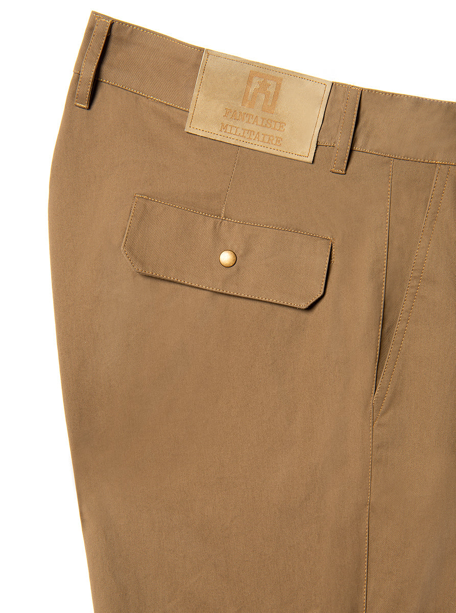 camel cargo pants in pure cotton waterproof with three pockets