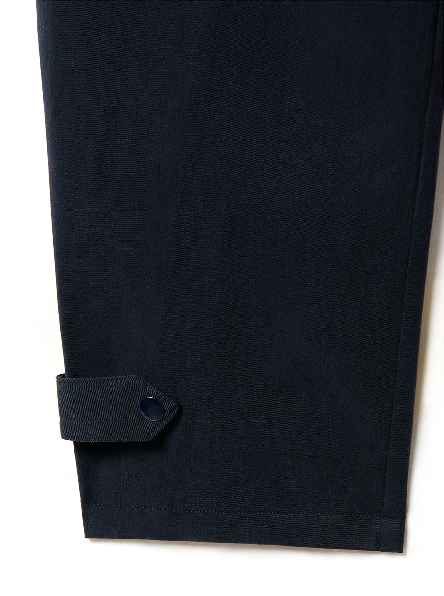 high waisted trousers in navy blue cotton
