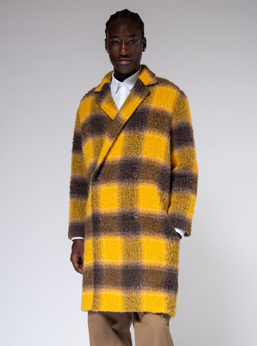 yellow brown wool coat