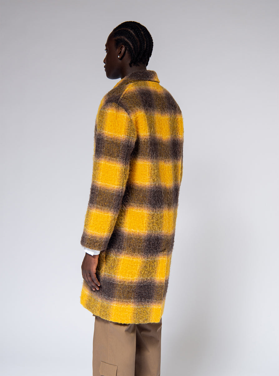 yellow brown wool coat