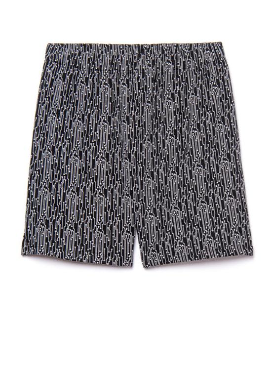 cotton jacquard short geometric motiv. black background, white motiv