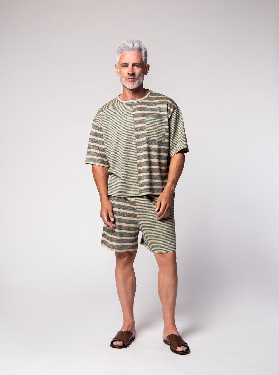 linen and light wool oversized t shirt and shorts