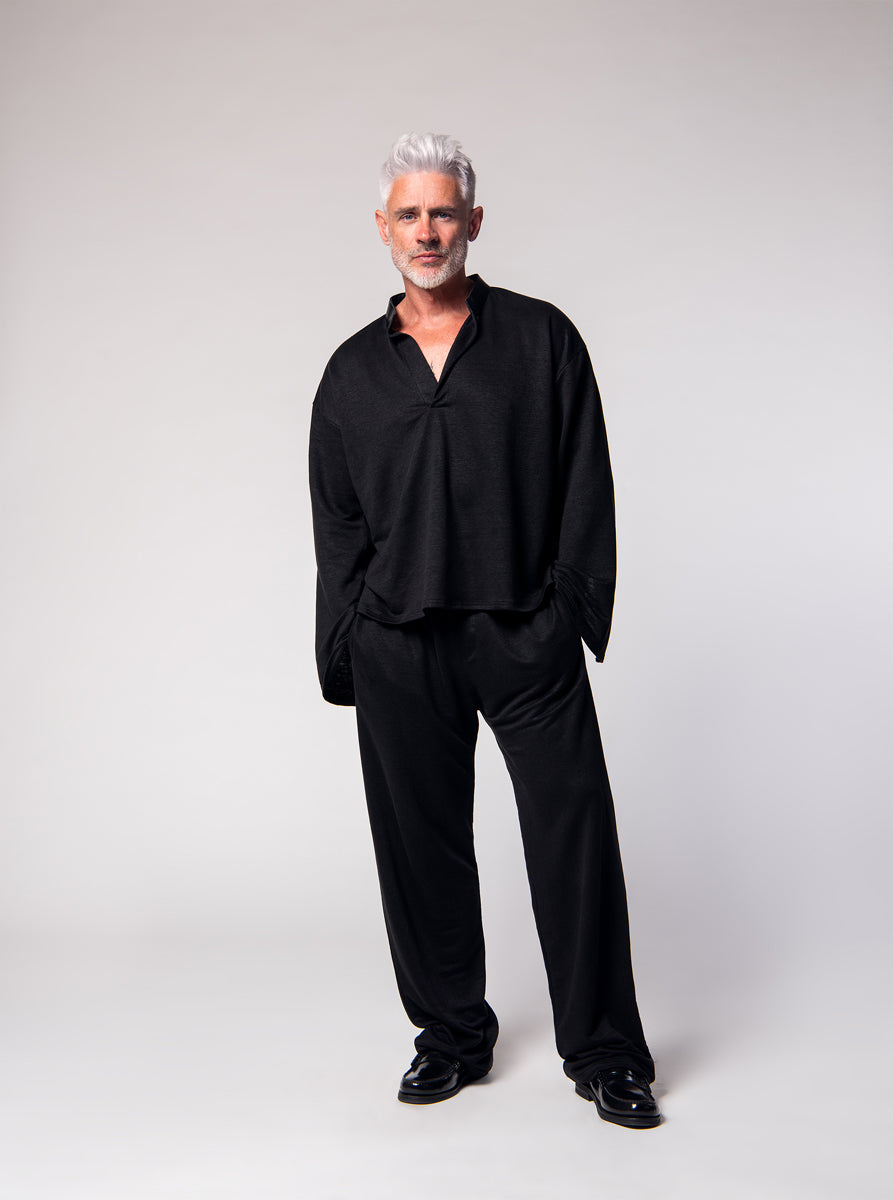 black linen tunica shirt