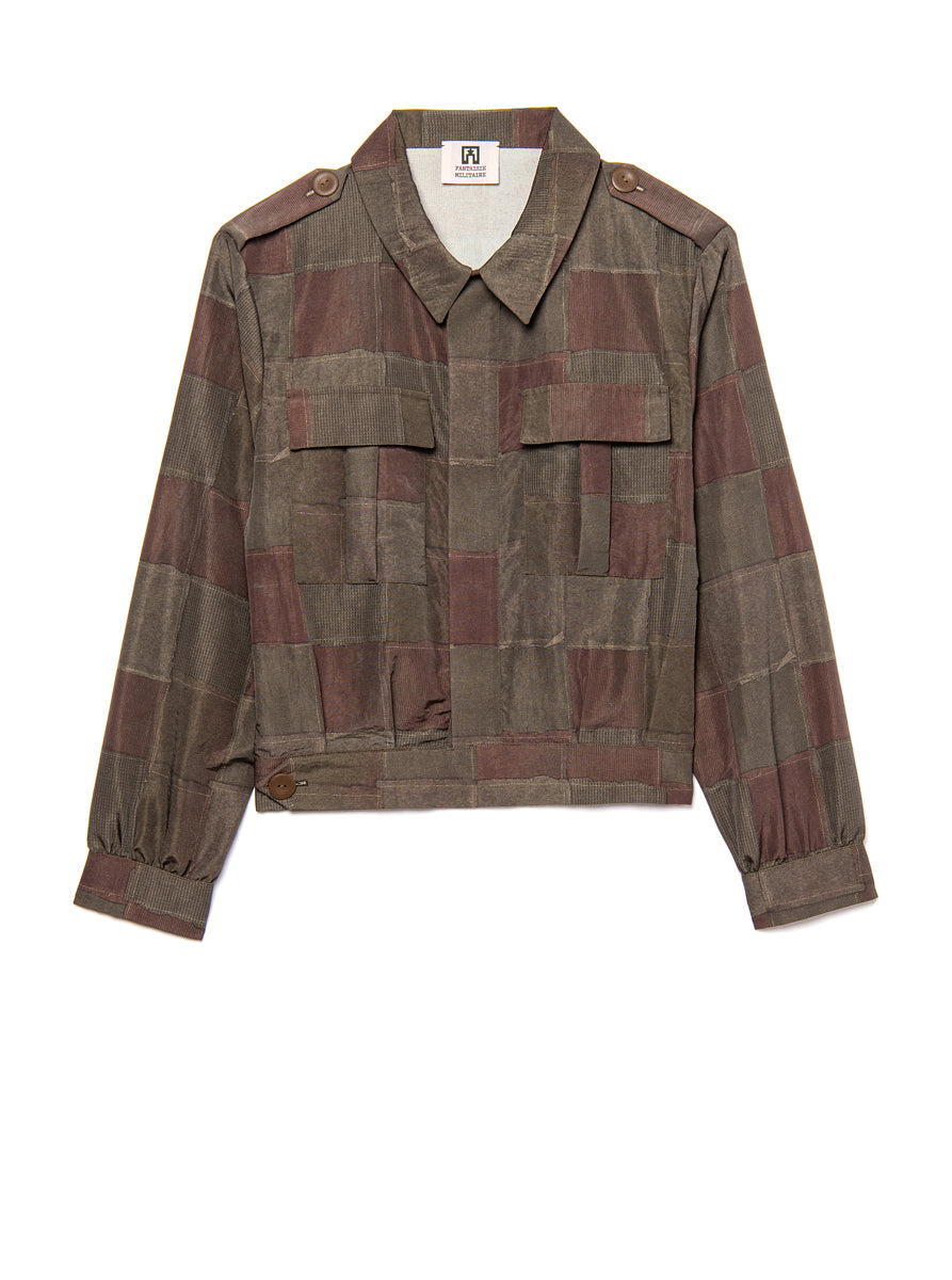 nylon light jacket, military style inspired in green brown