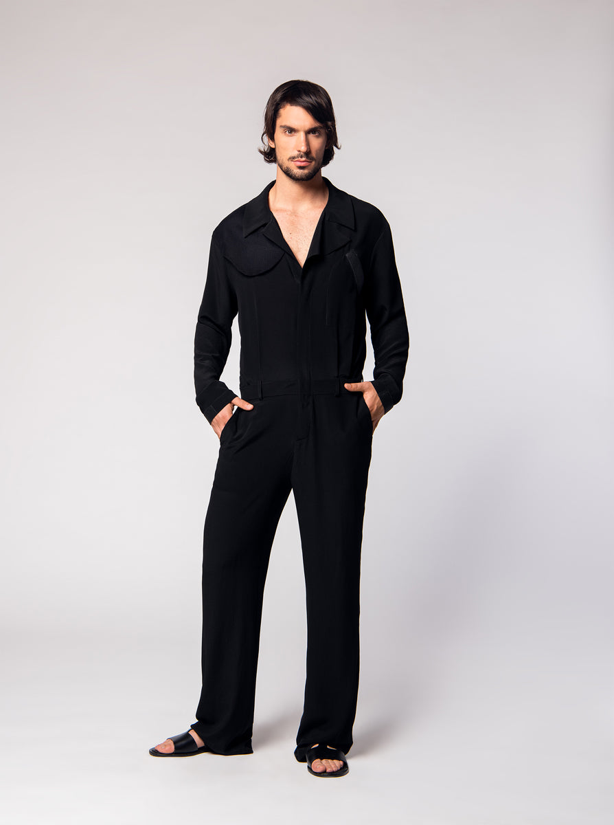 black silk overall