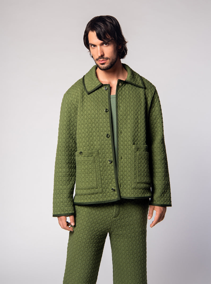 green quilted cotton jacket