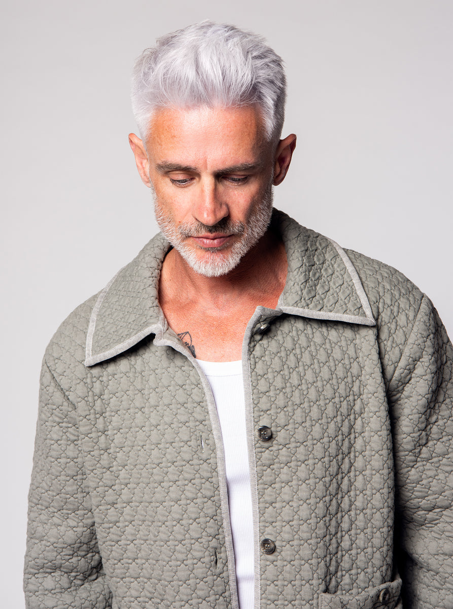 grey cotton quilted jacket