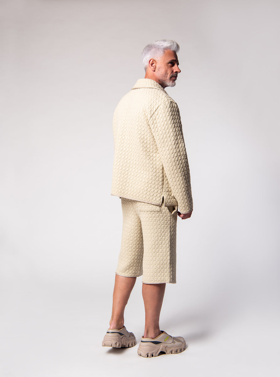 quilted cotton jacket and bermuda in beige
