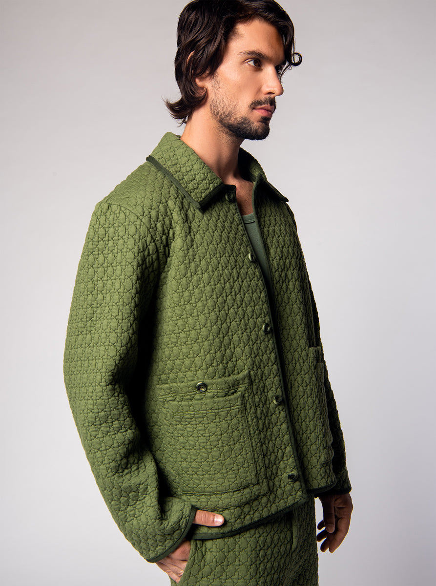 green cotton quilted jacket