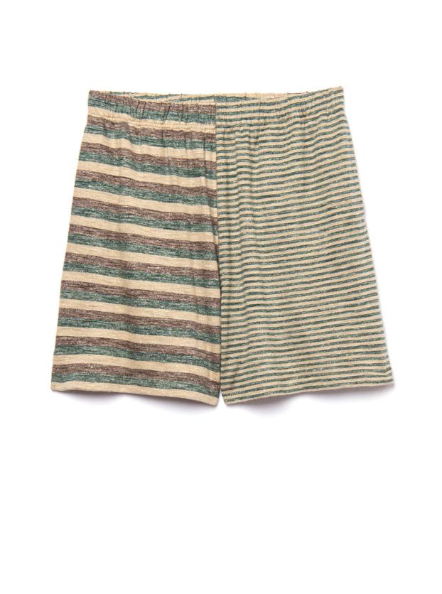 shorts in green brown stripes