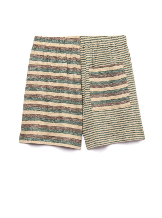 shorts in green brown stripes
