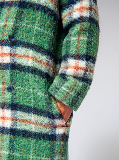 green glencheck wool coat