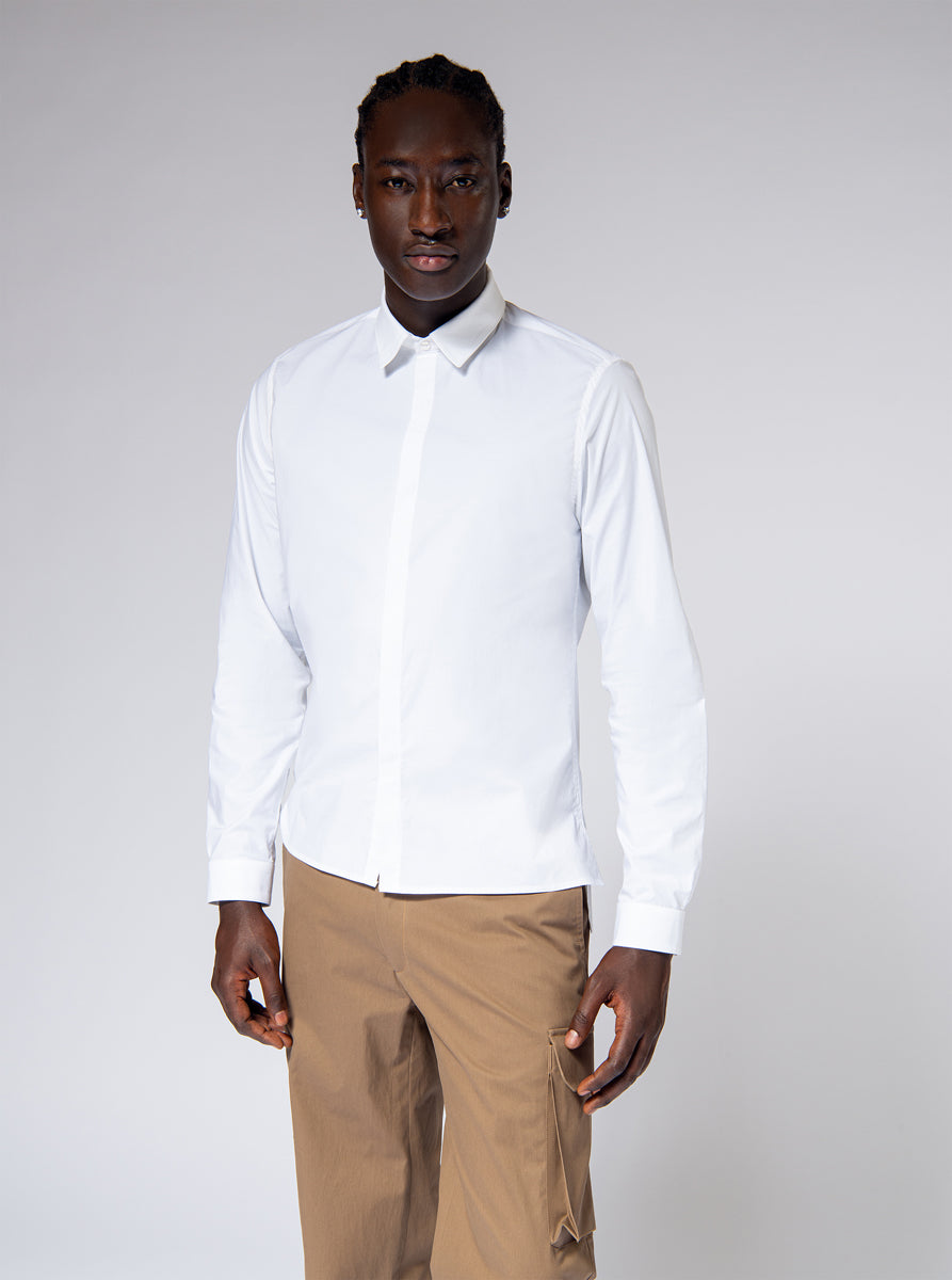 white strech cotton shirt