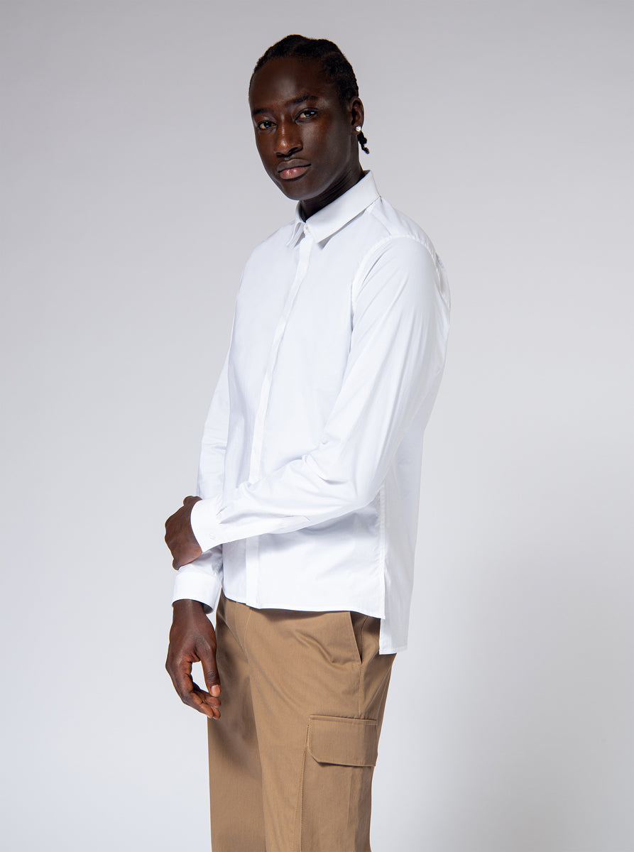 white cotton stretch shirt