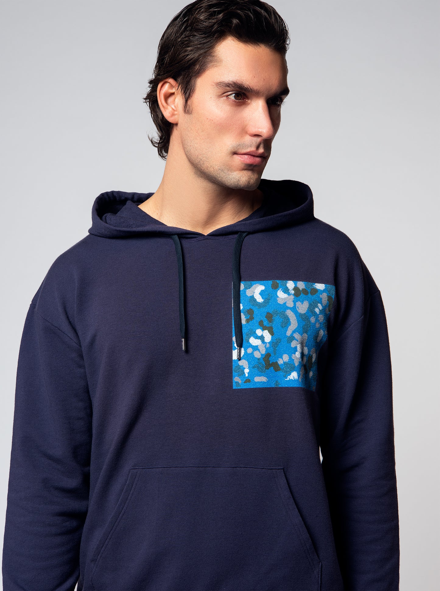 navy blue hoodie in cotton