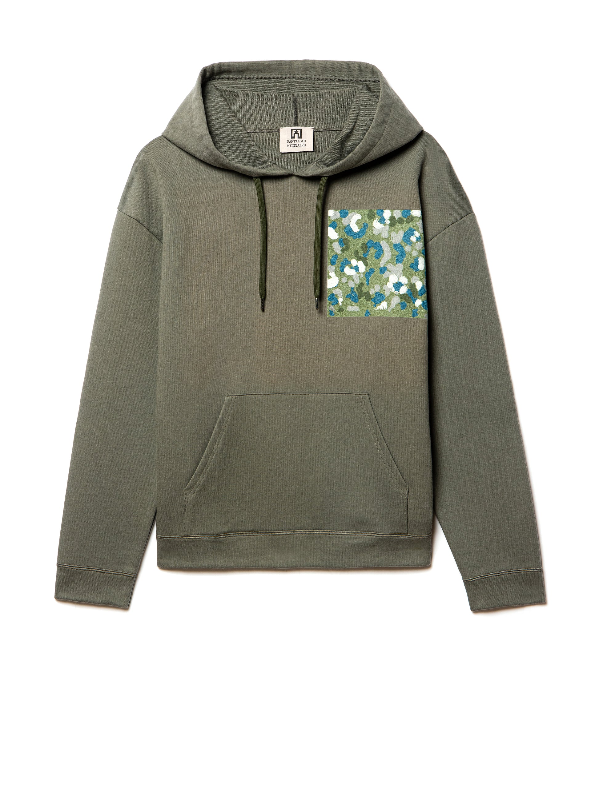 green hoodie in cotton moleton