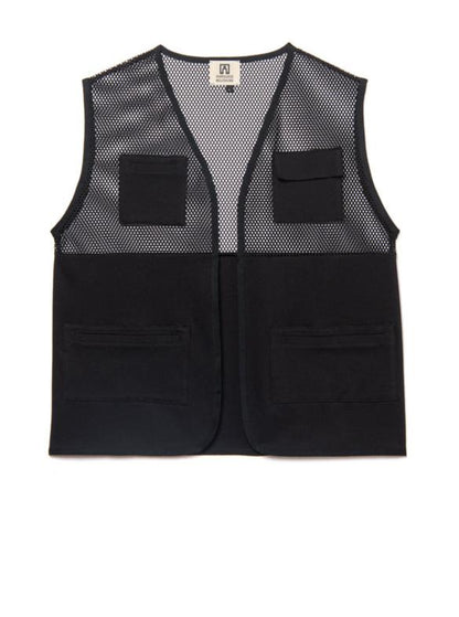 mesh and cotton black gilet