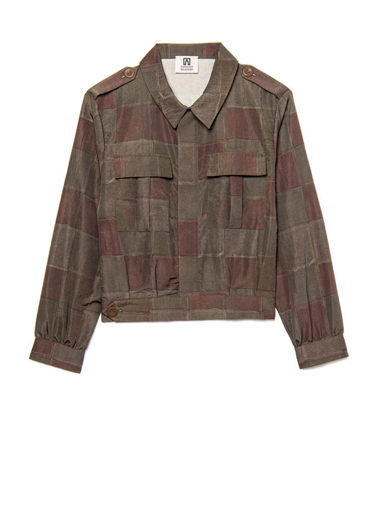 nylon light jacket, military style inspired in  green brown